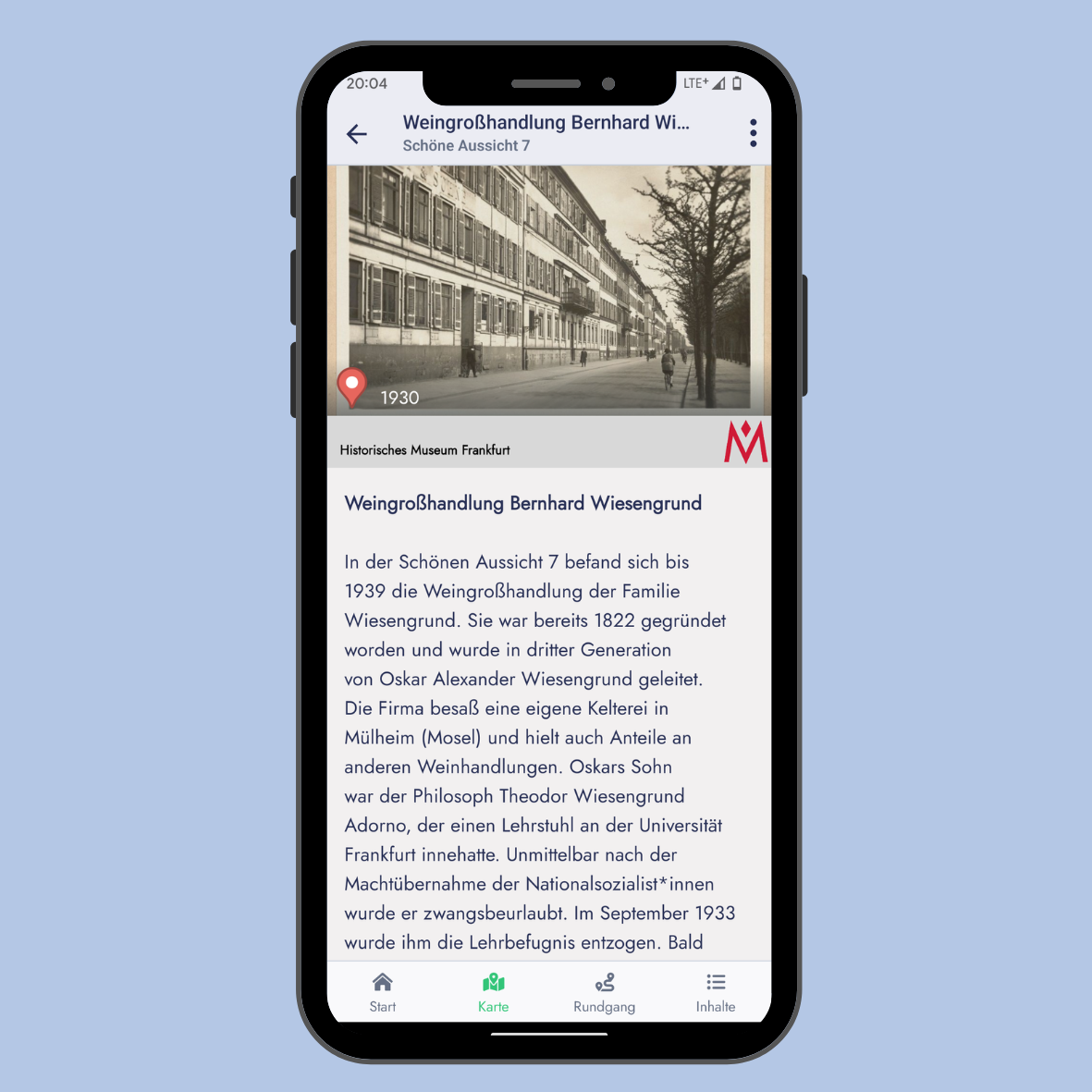 Detailansicht der Frankfurt History App